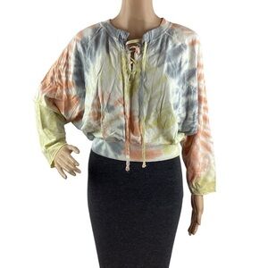 Young Fabulous & Broke Payton Lace Up Tie Dye Sweatshirt Multicolor S
